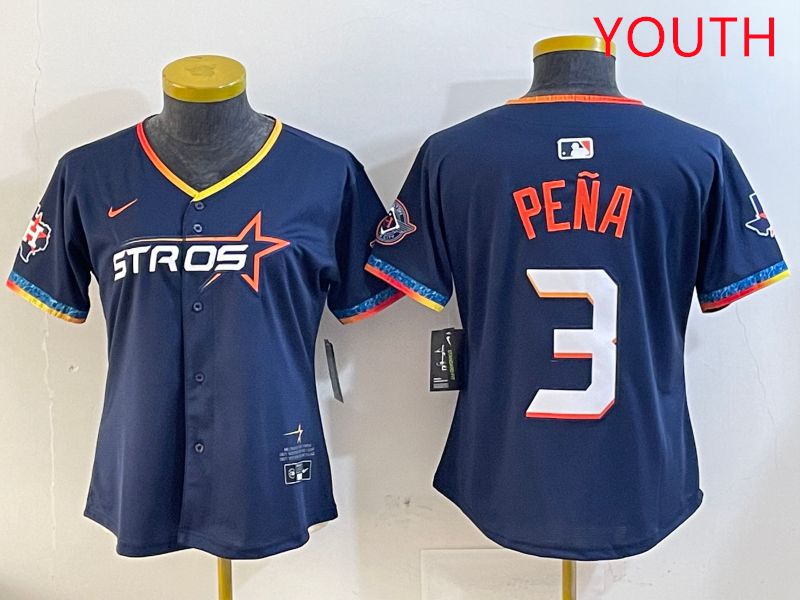 Youth Houston Astros 3 Pena Drak Blue Fourth generation Joint Name 2025 Nike MLB Jersey style 1